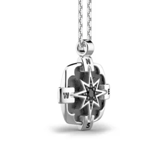 Collana Zancan Argento 925 Rosa dei Venti e Spinello Nero EXC548 profilo