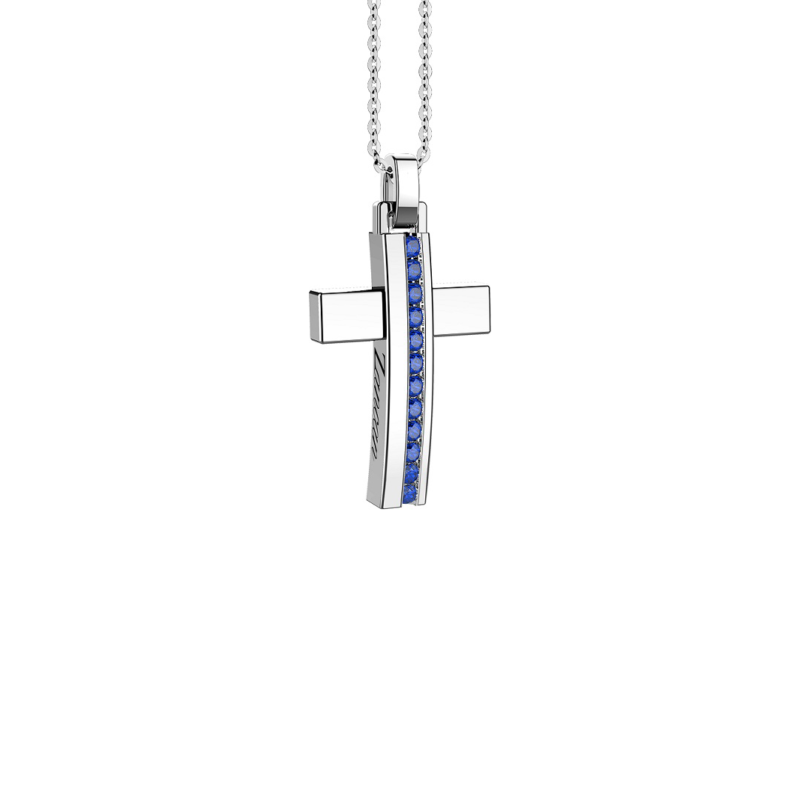 collana-zancan-croce-argento-925-e-spinelli-blu-exc489-bl Collana Zancan Croce Argento 925 e Spinelli Blu EXC489-BL