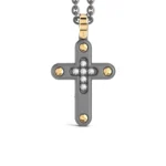 Collana Zancan Croce Titanio Doratura e Diamanti Bianchi ETC251G