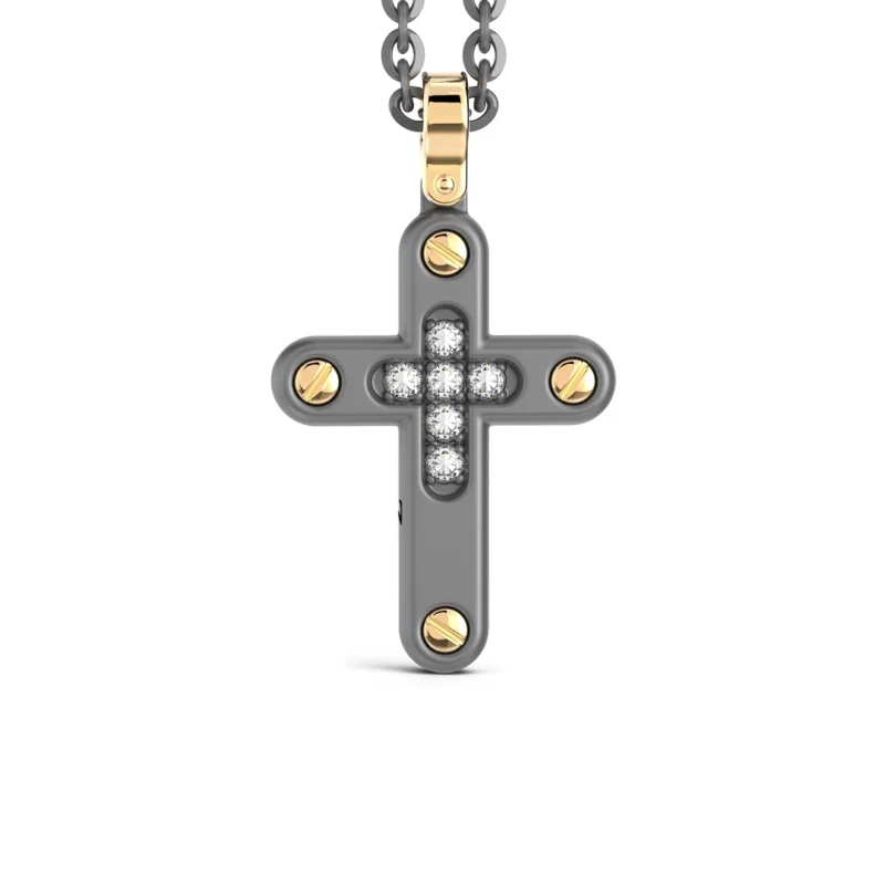 collana-zancan-croce-titanio-doratura-e-diamanti-bianchi-etc251g Collana Zancan Croce Titanio Doratura e Diamanti Bianchi ETC251G