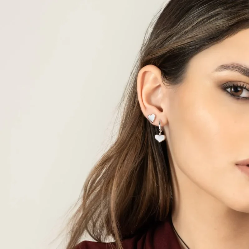 Orecchini Amen Hoop Mio Cuore Pendente Argento 925 ORCULIB1 indosso