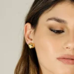 Orecchini Amen Mio Cuore Argento 925 Dorati ORCUBOGG3 indosso