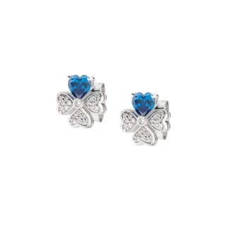 Orecchini Amen Quadricuore Blu in Argento 925 con Zirconi EQUSBBL