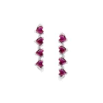 Orecchini Amen Quadricuore Magnetico Zirconi Rossi Argento 925 EMHBR pendenti