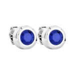 Orecchini Bottone Zancan Argento 925 Rodiato e Spinelli Blu ESO011-BL