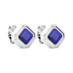 Orecchini Bottone Zancan Argento 925 Rodiato e Spinelli Blu ESO012-BL