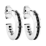 Orecchini Zancan Argento 925 Rodiato e Spinelli Neri ESO003-NE