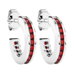 Orecchini Zancan Argento 925 Rodiato e Spinelli Rossi ESO003-RO