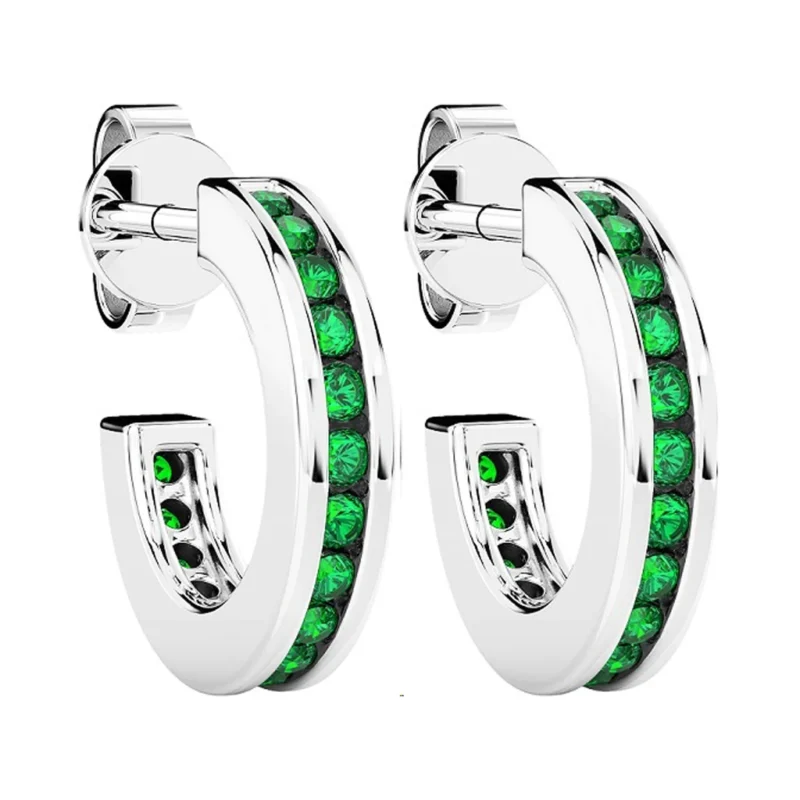 Orecchini Zancan Argento 925 Rodiato e Spinelli Verdi ESO003-VE