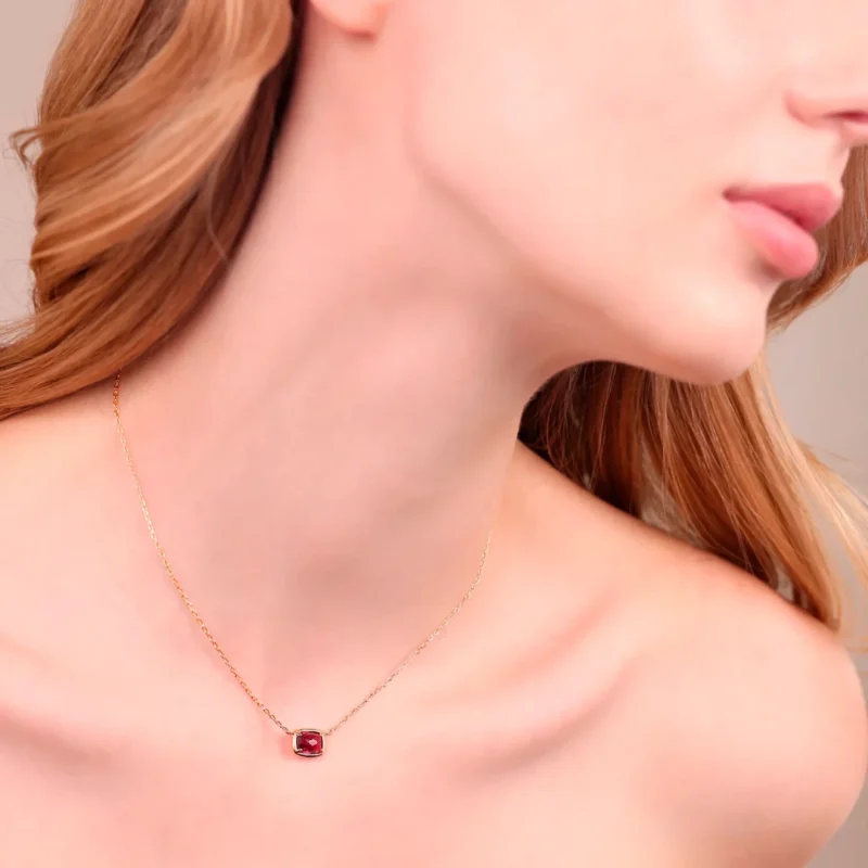 Collana Catena Forzatina Bronzallure Prisma Gem Baguette Bordeaux WSBZ02465.BRD indosso