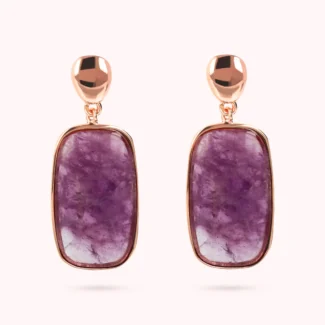 Orecchini Pendenti Bronzallure Pietra Naturale Taglio a Saponetta viola Ametista WSBZ02097.AM