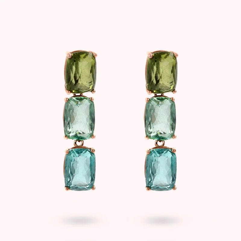 Orecchini Pendenti Trilogy Bronzallure Prisma Gem Taglio Mosaico Verde WSBZ02292.MULTI