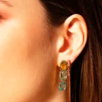 Orecchini Pendenti Trilogy Bronzallure Prisma Gem Taglio Mosaico Verde WSBZ02292.MULTI indosso