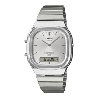 Orologio Analogico e Digitale Casio Acciaio e Quadrante Bianco AQ-240E-7A