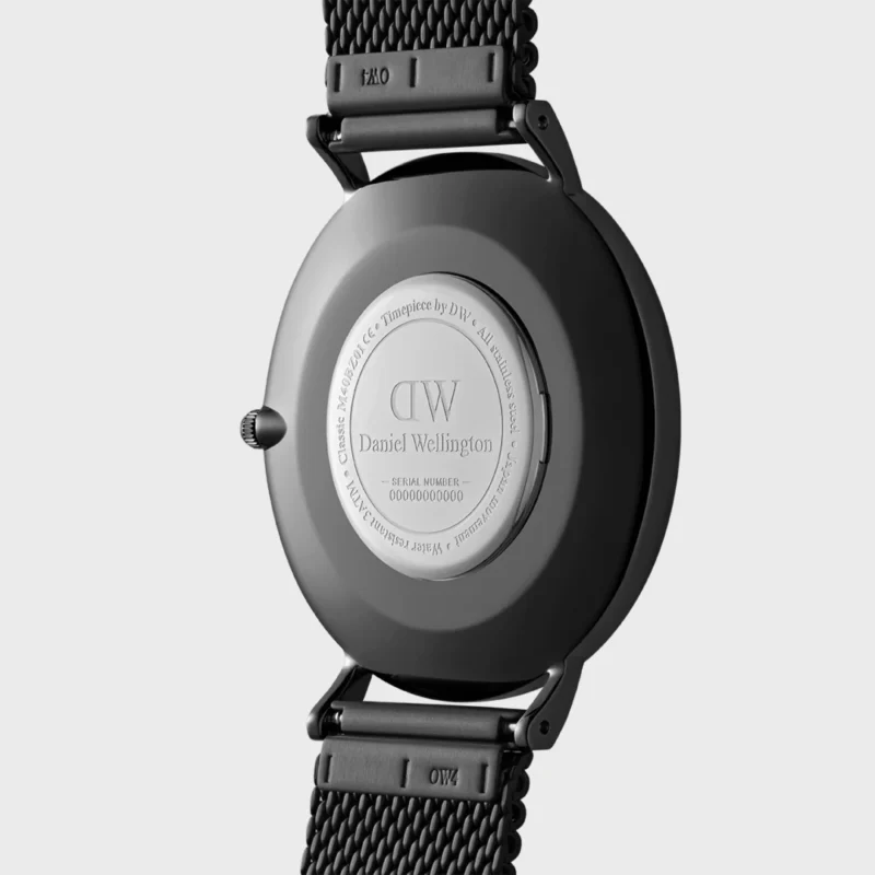 Orologio Daniel Wellington Classic Mesh Onyx Black Acciaio Nero e Cinturino Maglia Milanese DW00100632 retro cassa