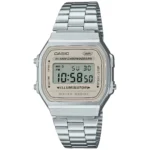 Orologio Casio Digitale Cinturino Acciaio e Quadrante Panna A168WA-8AYES