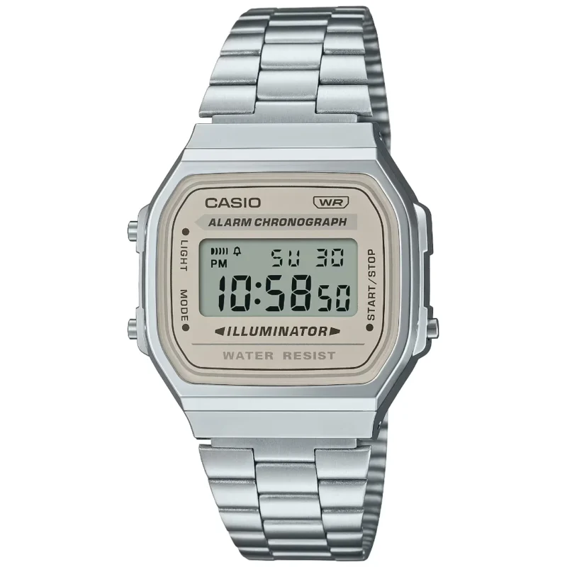 Orologio Casio Digitale Cinturino Acciaio e Quadrante Panna A168WA-8AYES