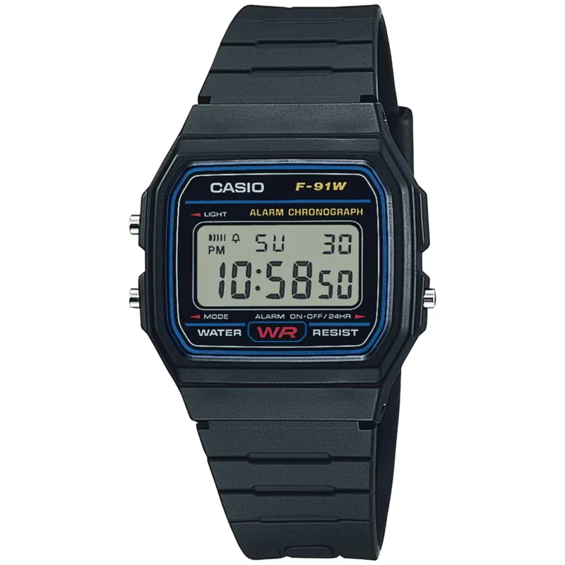 Orologio Casio Digitale Cinturino Caucciù Nero F-91W-1YEG