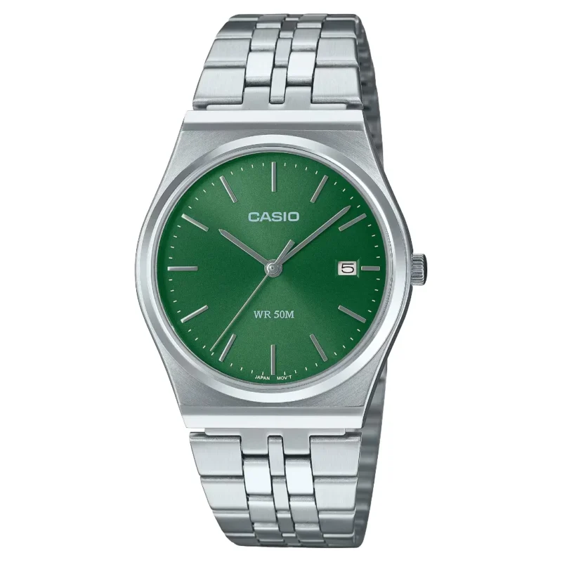 Orologio Casio Solo Tempo Cinturino e Cassa Acciaio Quadrante Verde MTP-B145D-3AVEF