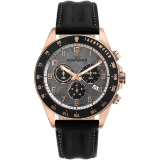 Orologio Philip Watch Caribe Sport Acciaio Rosé e Cinturino Pelle Nera R8271607003